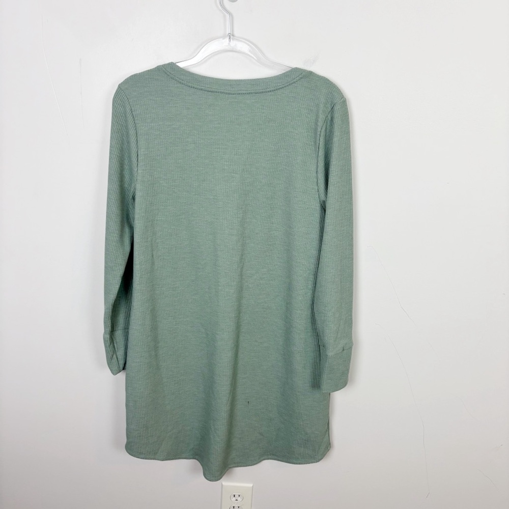 SOMA Cozy Waffle Knit Long Sleeve Sleepshirt Heather Jade Size Large - Picture 9 of 10